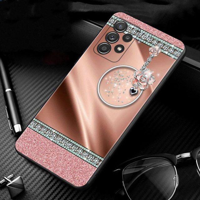 

Для Samsung Galaxy A51 A71 A01 A11 A21 A21s A31 A41 A72 A52 A42 A32 A22 A12 A02 A02s F42 Shell Rose Pink Purple Bling Pattern For Samsung A22 5G