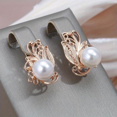 1 paio di orecchini pendenti a goccia di colore dorato per le donne Orecchini vintage con fiori e perle piercing alla sposa Orecchini da sposa eleganti gioielleria raffinata