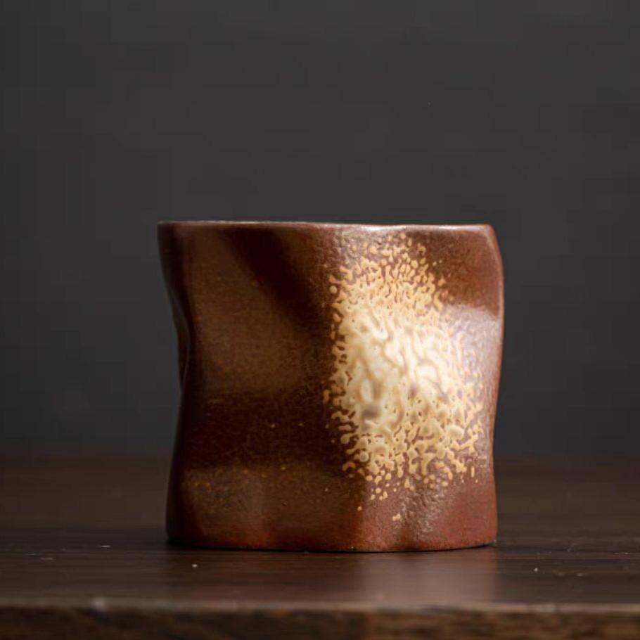 Coarse Pottery Water Cup Irregular Cup Ceramic Cup Special-Shaped Coffee Cup Home Silent Wind Home Retro Mug