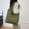 Soft waxy cotton tote bag Female commuter student class shoulder bag Lightweight nylon bag Solid color waterproof handbag