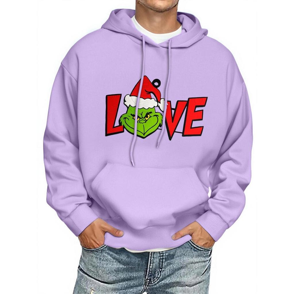 Men's Print Hooded Sweatshirt Long-Sleeve Casual Pullover Hoodie Hooded Sweatshirt