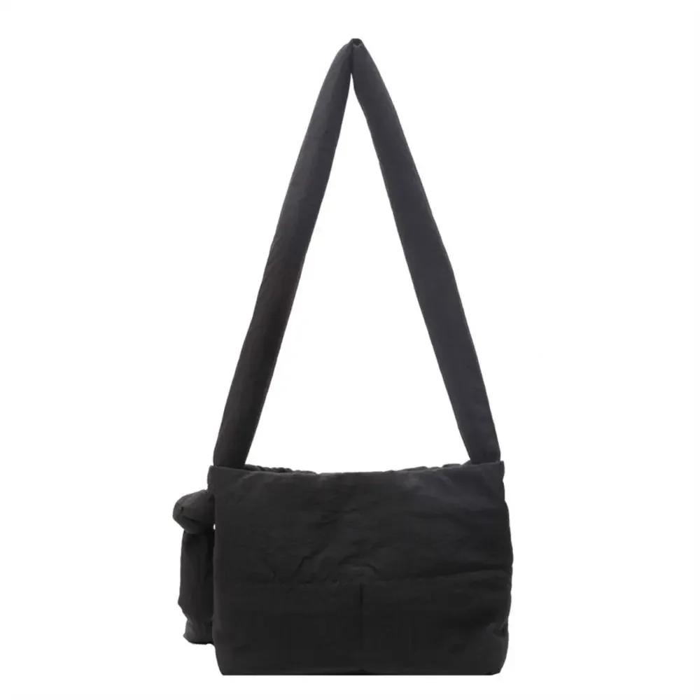 Solid Shoulder Messenger Bags Large Capacity Down Cotton Padded Shopping Bag Lightweight Quilted Totes for Women Girls