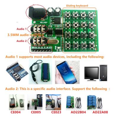 DTMF Modul 5-24VDC Audio Generator Modul Stimme Dual Encoder Sender Bord Tastatur für