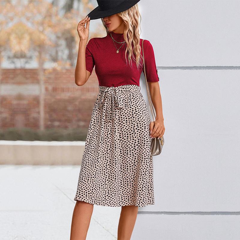 YYFS Moda feminina verão primavera manga curta o-pescoço vestidos casuais