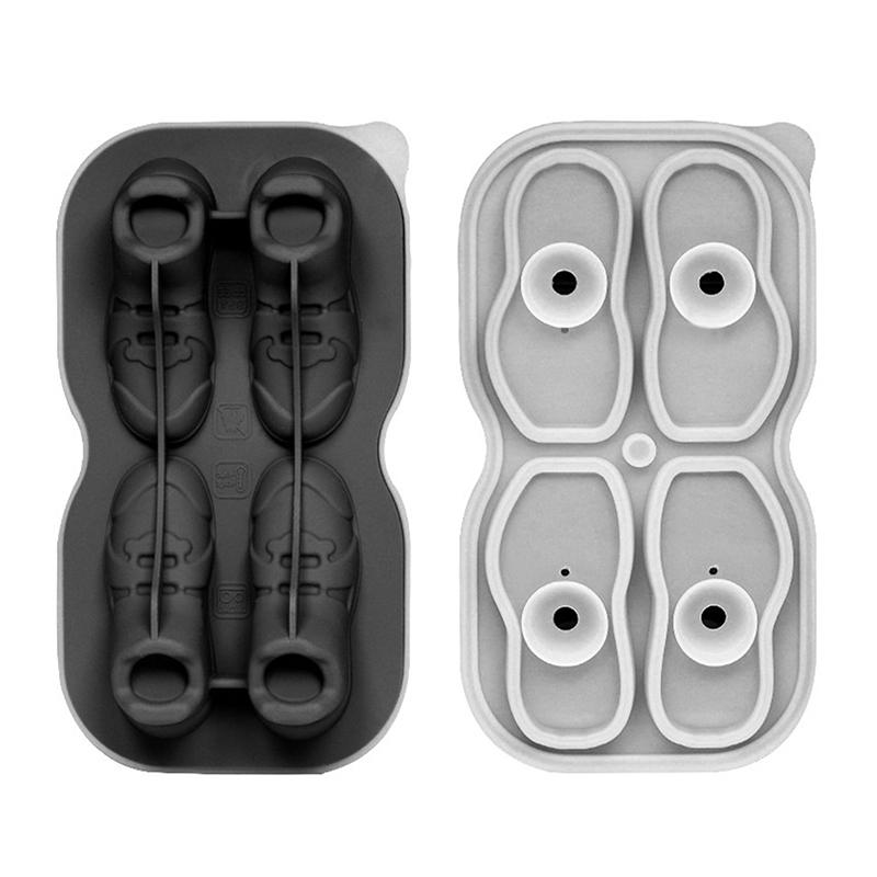 

1PCS Shoe Ice-Cube Mold 4 Cavity Shoe Shape Ice-Cube Molds Reusable Fun Shape Ice-Cube Tray Easy Silicone Ice Ball Maker Durable