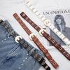 105CM Girls Student Porous Round Buckle Steam Eyelet Belt Jeans Belt for Women Gold Oval Fashion Belt for Men