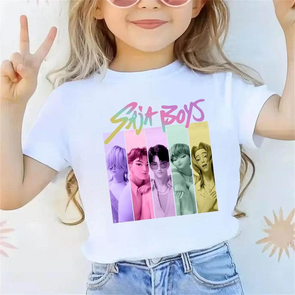KPop Dämonenjäger T-Shirt Sommer Kurzarm-Tee für Freizeit Locker Mädchen Junge Grafikdruck Oberteile