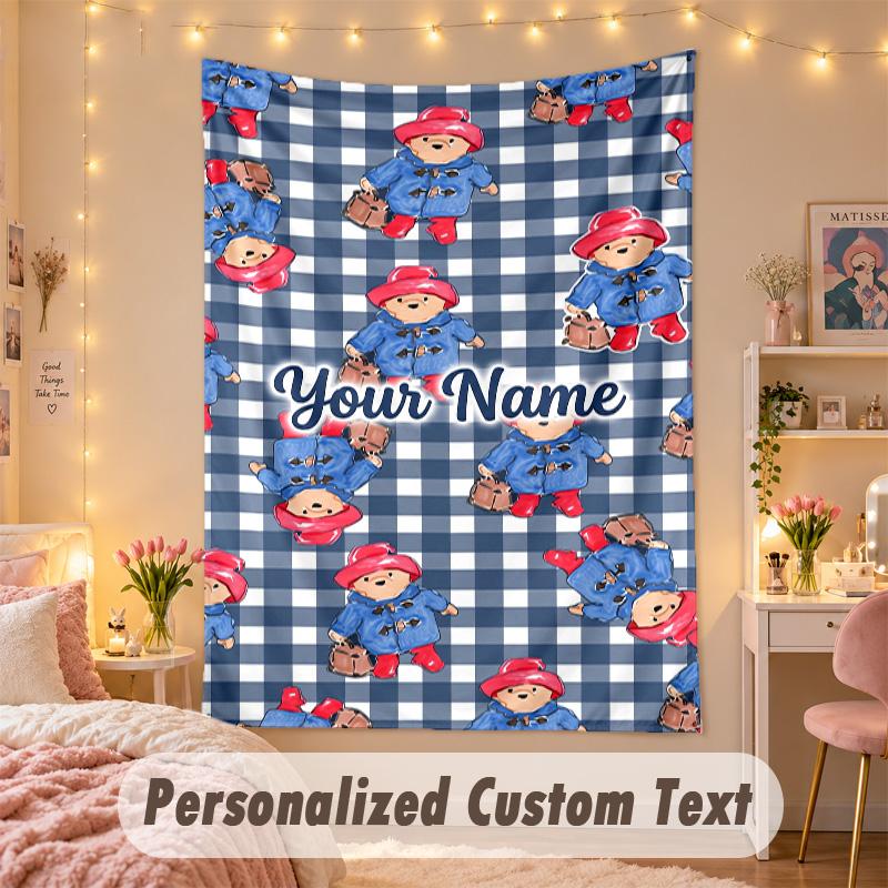Custom Personalized Tapestry,Paddington Print Custom Name Text Wall Art Hanging for Bedroom