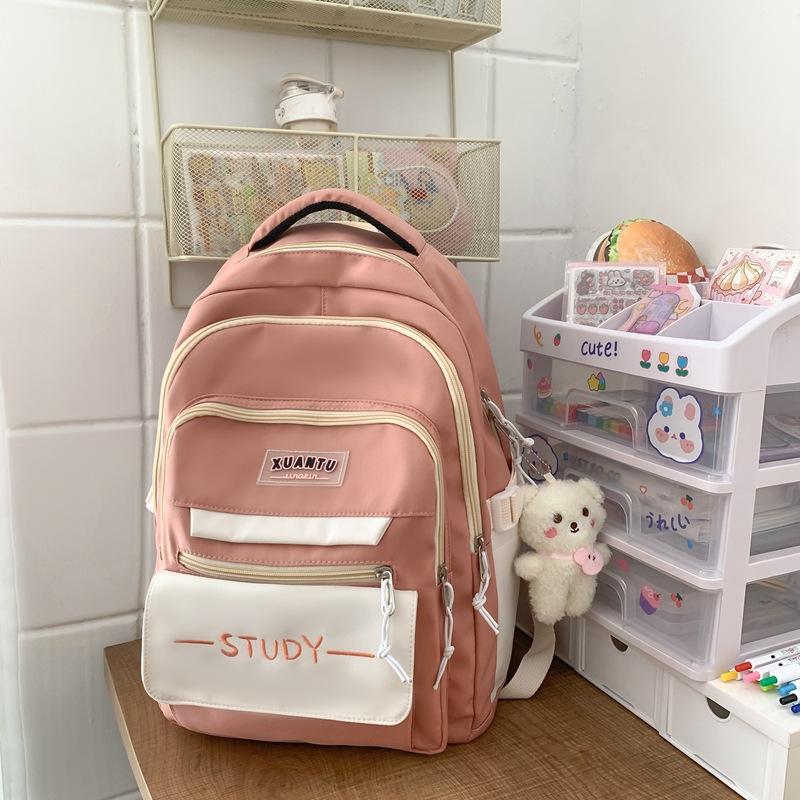School bag female Korean version backpack high school student junior highschool student versatile backpack primary school student contrasting backpack