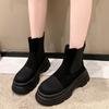 Fashion Versatile Solid Color Women's Boots Thick Sole Round Toe Ankle Boots Women's Fur Punk Goth Shoes Zapatos Mujer S09