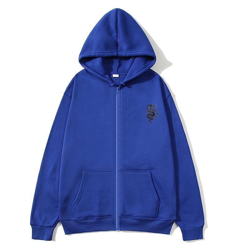 Black Dragon Zip Hoodie Oversized Hoodie Streetwear Women's Sweatshirt Women Hoodie Pocket Long Sleeve Black Dragon Zip Hoodie