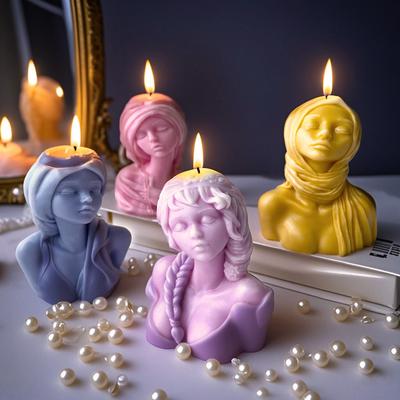 3D Kvinna Staty Skulptur Silikon Ljusform DIY Arom Gips Harts Prydnad Form Handgjord Tvål Ljustillverkningsmaterial