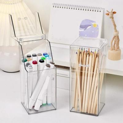 Boîte de rangement transparente pour pinceaux de maquillage Porte-stylo anti-poussière Salle de bain
