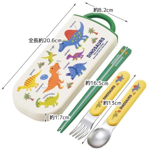Skater Trio Set Chopsticks Spoon Fork Dinosaur Picture for Children Antibacterial Made in Japan TACC2AG-A