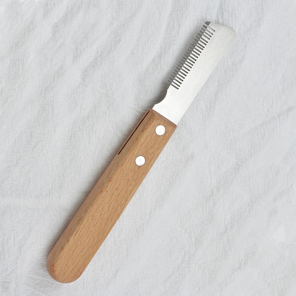 Handle Dog Stainless Steel Brushes Grooming Combs for Dog Pets Comb Coat Stripping Knife Stripper Trimmer Wooded Cleaning Tool