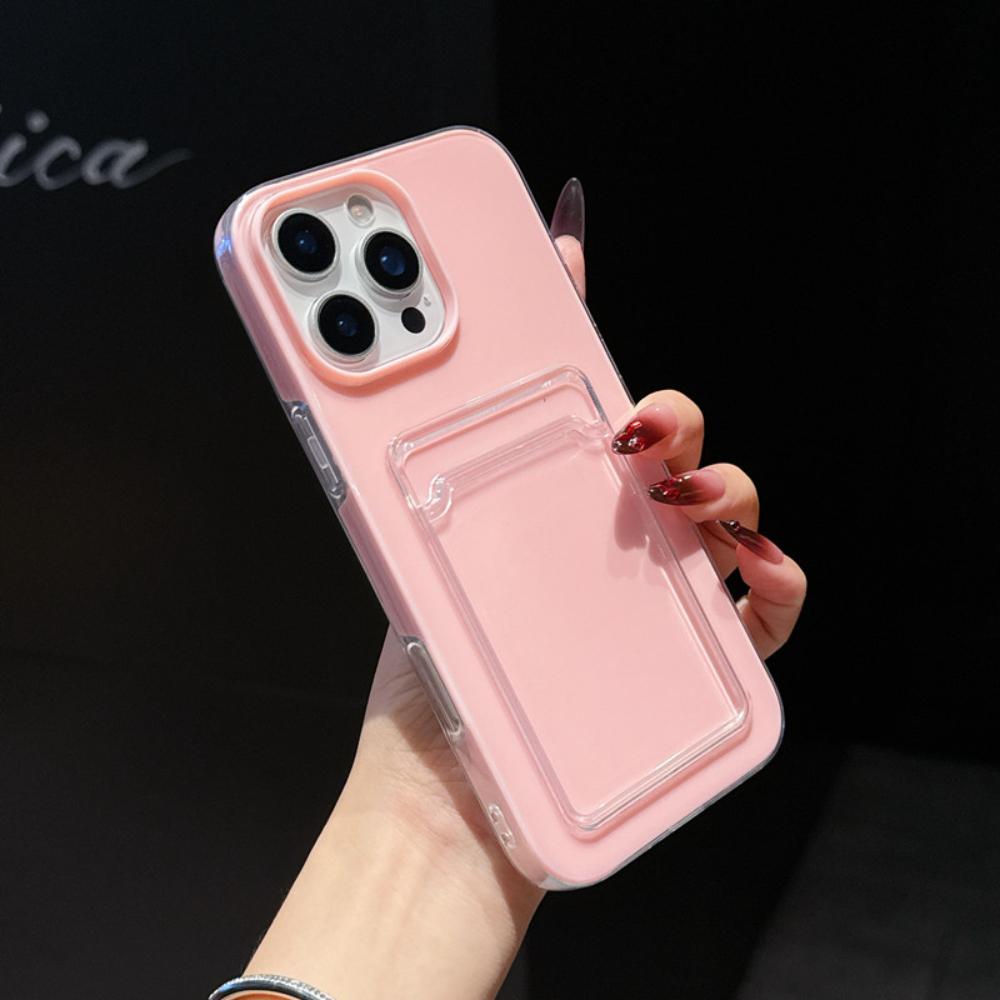 

IPhone 16 15 13 12 11 17 Pro Max 14 Plus 17 Air TPU+PC Ударопрочный Чехол-бампер со слотами для карт Конфетный цвет Чехол-кошелек для телефона iPhone 14 Plus розовый