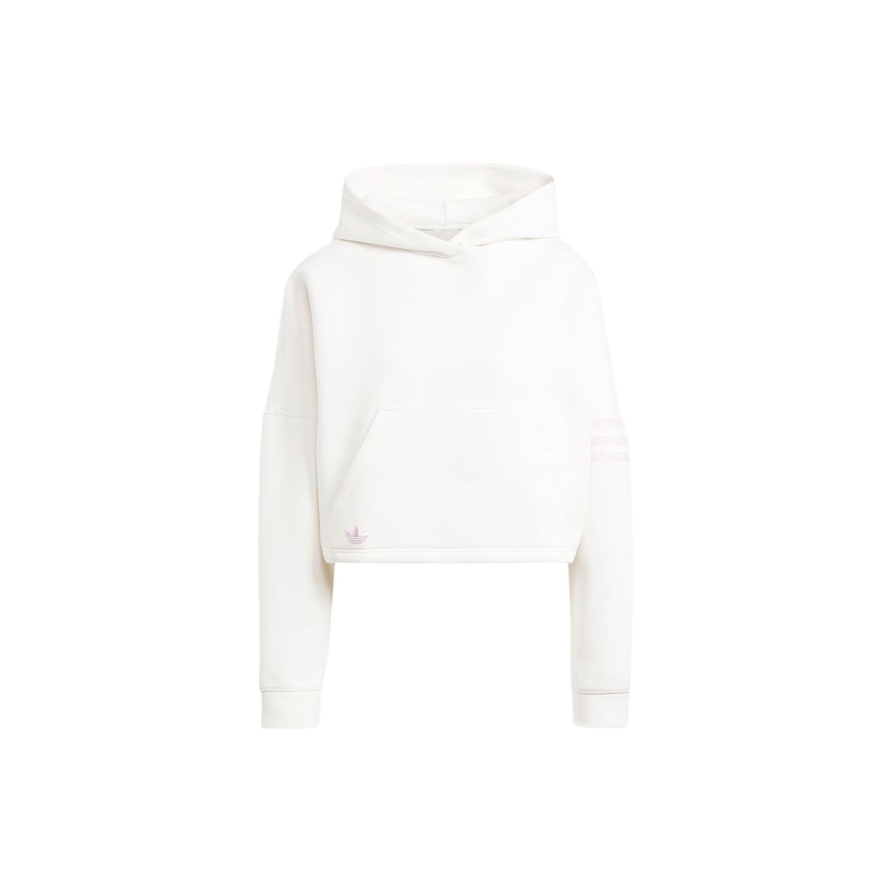 adidas Originals Women s White Cropped Neuclassics Hoodie IU2498 XL