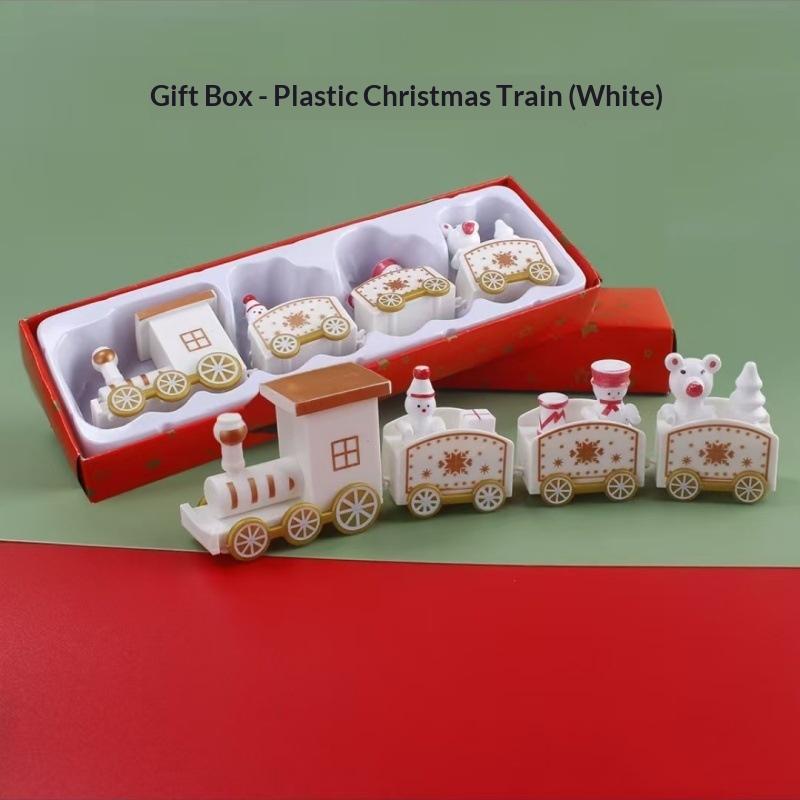 Christmas Mini Train With Snowman Bear Figurines Snowflake Patterns For Holiday Table Decor Xmas Gifts