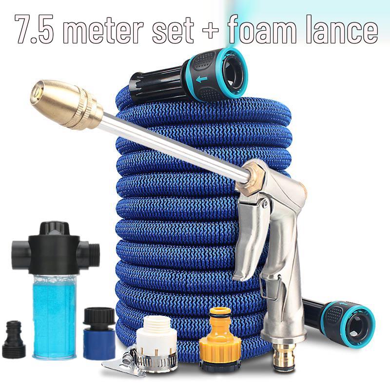 High-Pressure Car Wash Water Gun with Retractable Soft Hose & Nozzle for Tap Water & Flower Watering