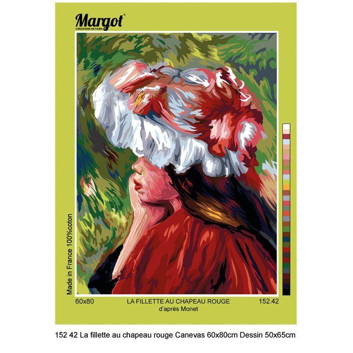 Canevas Margot La Fillette Au Chapeau Rouge de Monet 60x80 cm