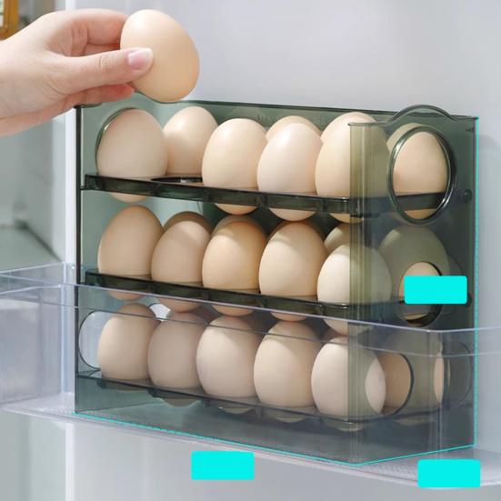 Dreistufiger Eierorganizer für den Kühlschrank Eieraufbewahrungsbox mit Datumsanzeige Eierregal für 30 Eier oder 18 Eier für den Kühlschrank