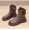Women's Versatile Fleece-Lined Chelsea Boots: Thick-Soled, Soft, Ankle-High Fashion in New British Style.