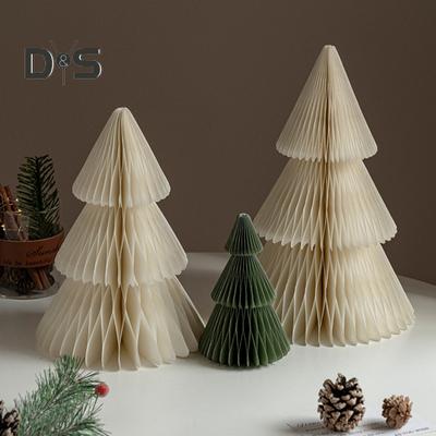 Sapin de Noël en Papier 3D en Papier Alvéolé Ornement Sapin de Noël Rustique Pièce Maîtresse de Table pour Décoration Bureau Maison École