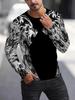 Men's 3D Stripe Printed Long-sleeved T-shirt, Comfortable, Breathable and Versatile Men's Top
