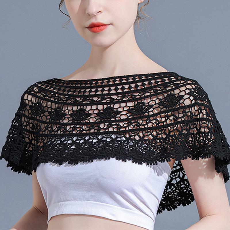Embroidery Detachable Dress Lace Shawl Hollow Out Cover Female Blouse Shoulder Fake Collar Cape Clothing Accessories