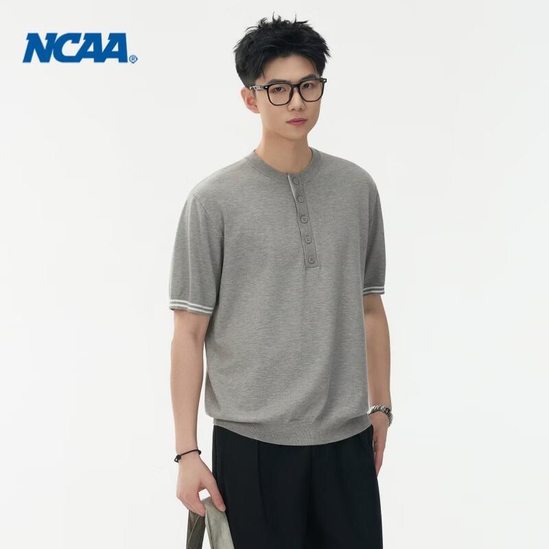 NCAA Men s Henley Collar Knit Polo Shirt L