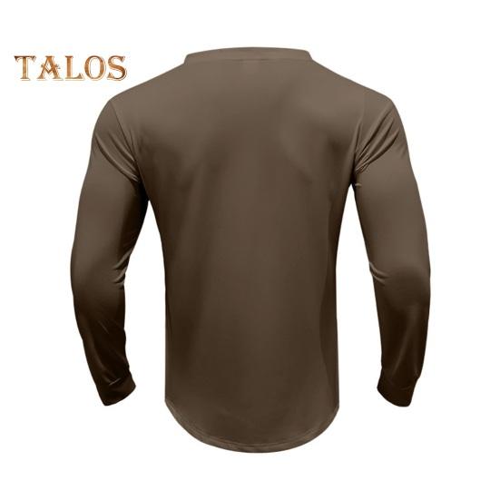 Men Spring Autumn Top Button Decor V Neck Long Sleeves Solid Color Pullover T-shirt Stretchy Slim Fit Fitness Sport Top