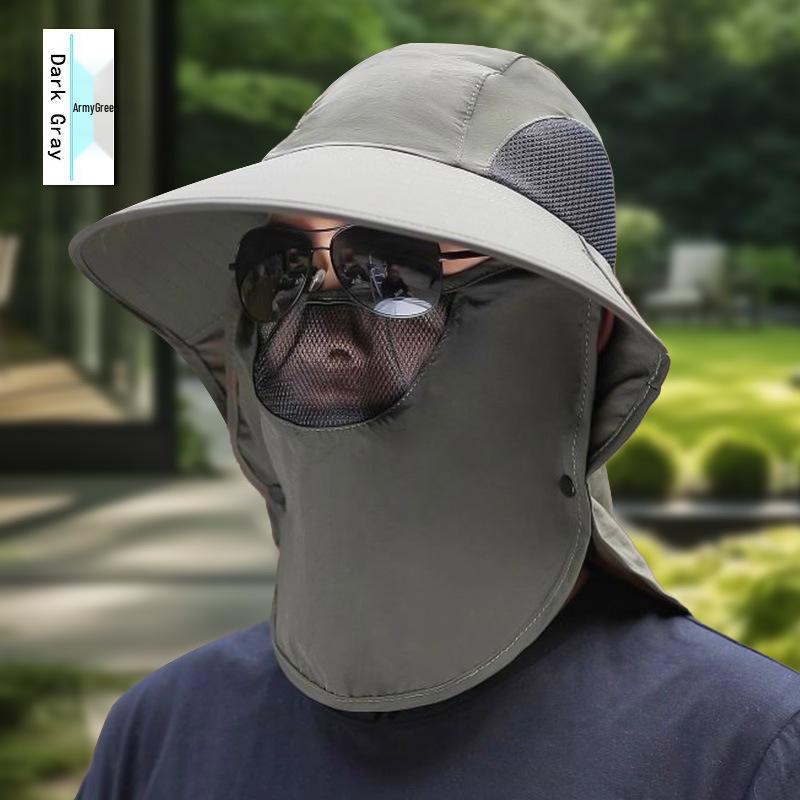 Versatile Summer Sun Hat with Large Brim and Shawl for Fishing, Mountaineering, and Sun Protection