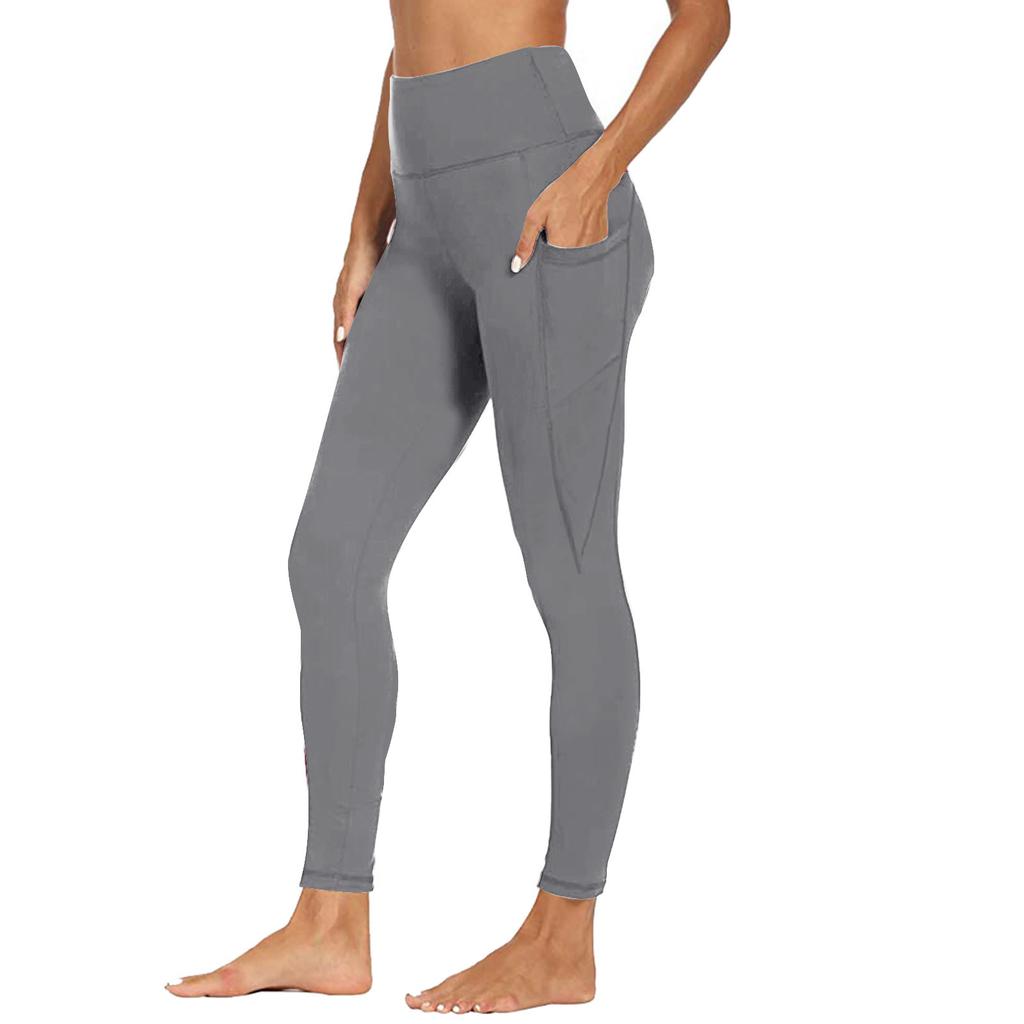 Damen Yogahose Mit Taschen Hoher Bund Fitness Leggings Trainingsstrumpfhose