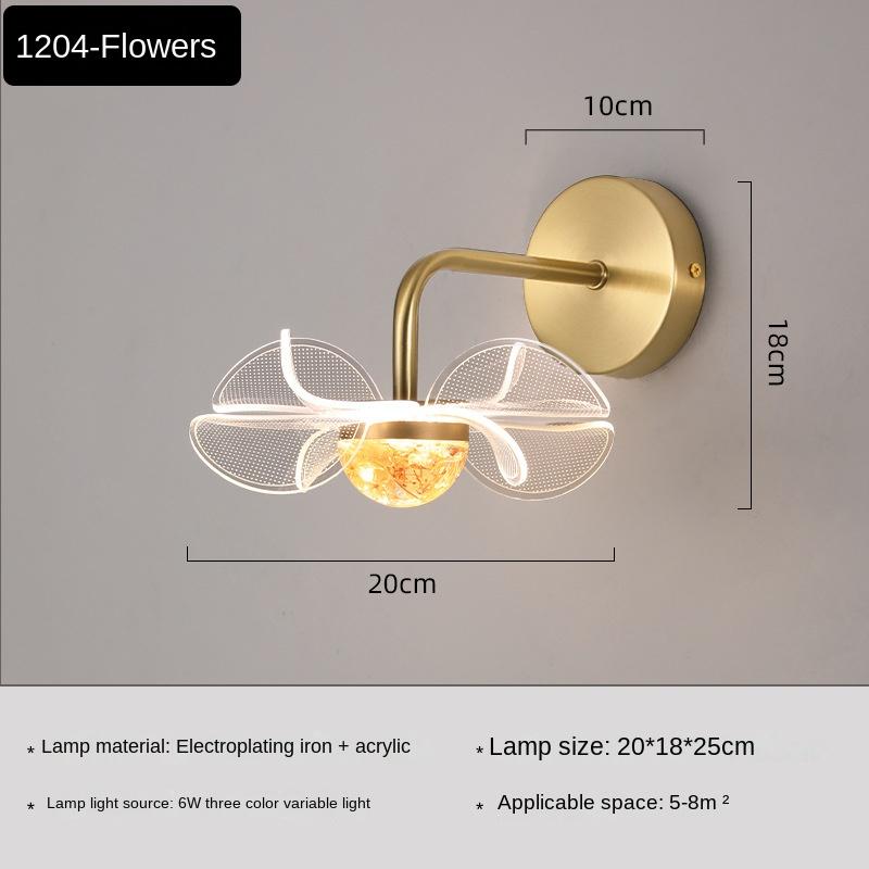 Flower Creative Acrylic Led Wall Lamp Light Luxury Simple Bedroom Bedside Wall Lamp Living Room TV Lamp Wall Decor Light