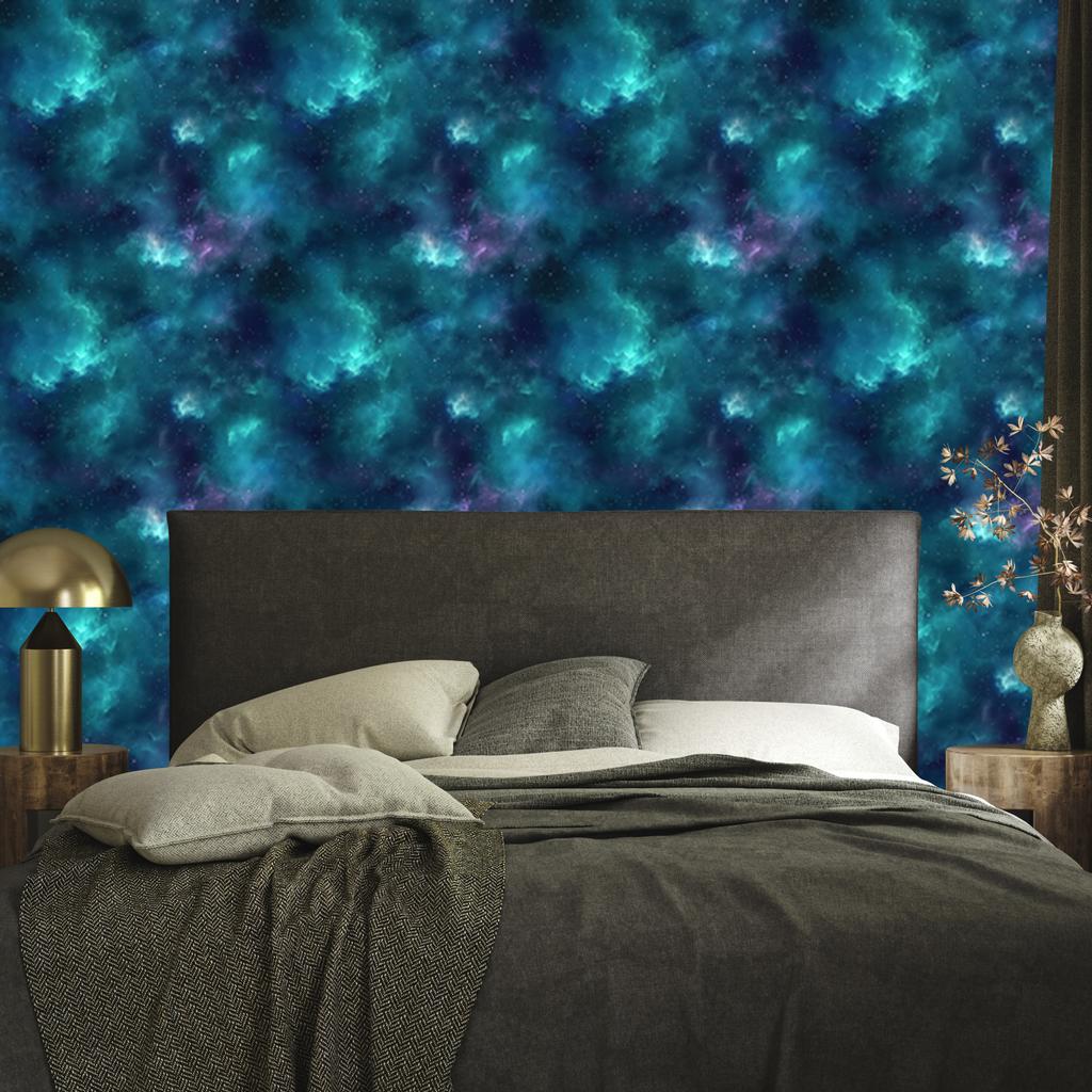 Watercolor Galaxy Wallpaper Turquoise and Navy Blue, Navy Blue Background 50x1000