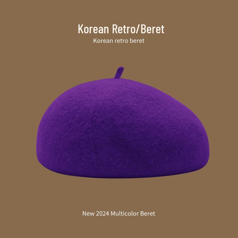 Korean Style Women's Wool Knit Beret – Warm Retro Octagonal Hat