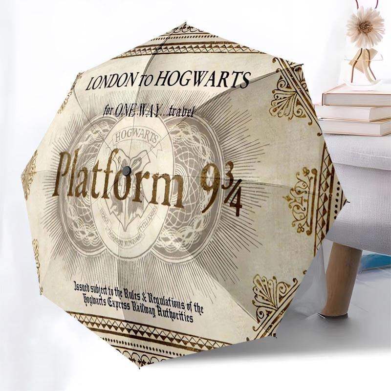 1pc Platform 9 3/4 Ticket Umbrella with Plastic Handle,Cartoon Pattern,Suitable for All Seasons Multi-functional Umbrella528