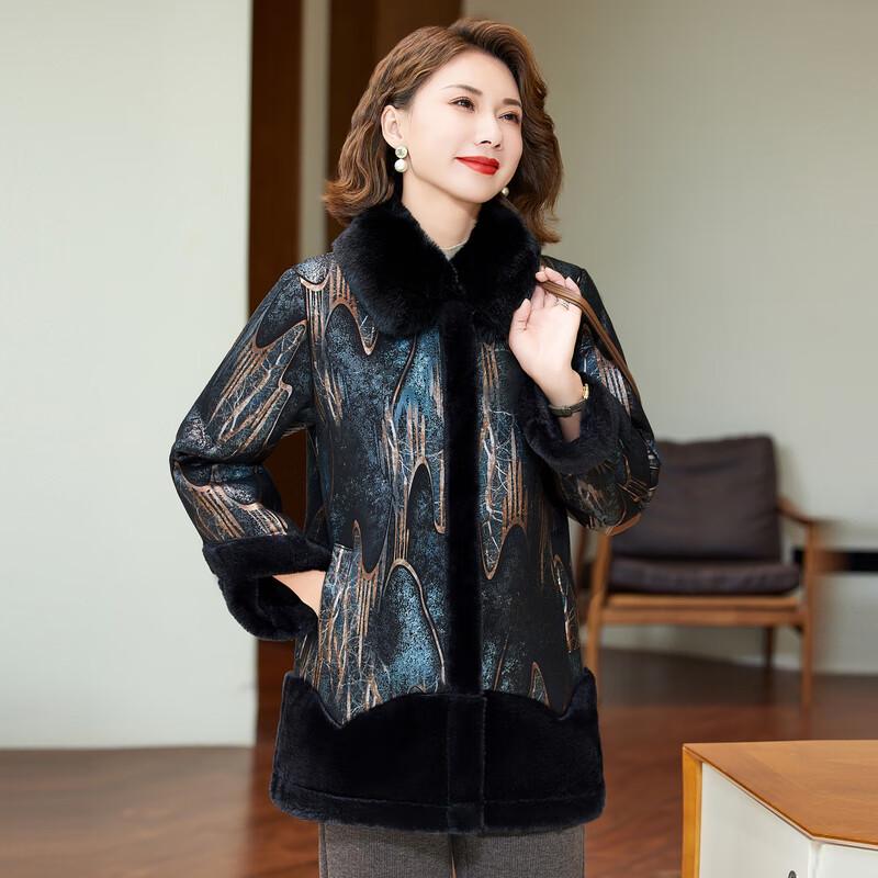 Middle-Aged & Elderly Women's Plush Lined Winter Coat