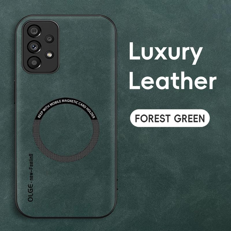 

Магнитный ретро кожаный чехол для Samsung Galaxy A13 4G Беспроводная зарядка Чехол для телефона Galaxy A13 4G зелёный