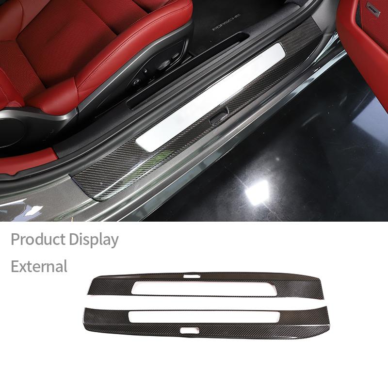 For Porsche 911 992 2019-2026 Real Carbon Fiber Outer Door Sill Dedicated Welcome Pedal Cover Scuff Plate Interior Accessories