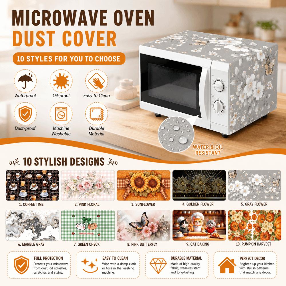 Floral Microwave Cover Universal Dust Protector Mat Microwave Oven Dust Cover Kitchen Appliance