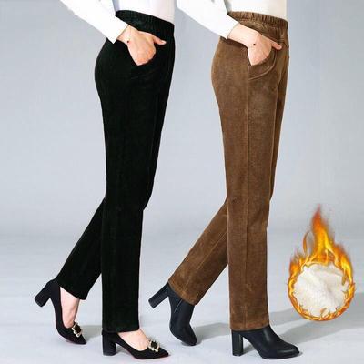 Pantaloni invernali da donna Pantaloni imbottiti spessi Pantaloni da donna a vita alta Pantaloni da donna di mezza età Pantaloni casual dritti