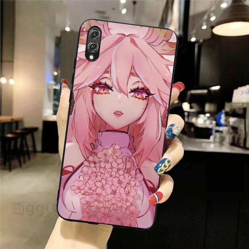 Genshin Impact Yae Miko Phone Case For Honor 70 50 20 7S X9 X8 X7 Magic 4 3 Pro Soft Black Phone Cover