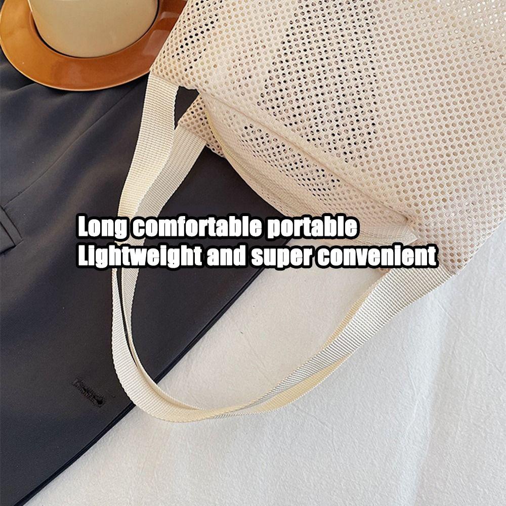 Large Capacity Cosmetic Zipper Pouch Casual Toiltery Makeup Bag Mesh Tote Beach Bag Beach