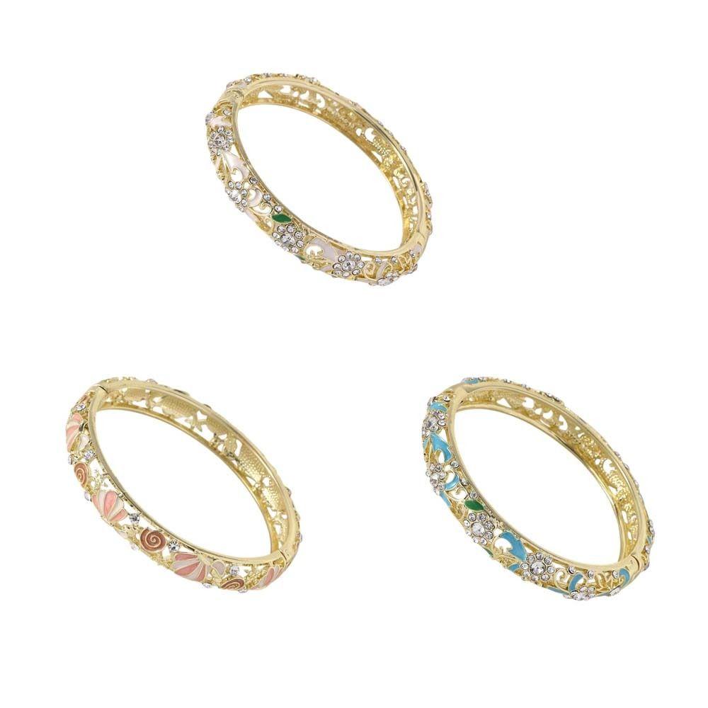 Rhinestone Vintage Cloisonne Bangle Hollow Women's Hand Bracelet  Jewelry Gifts