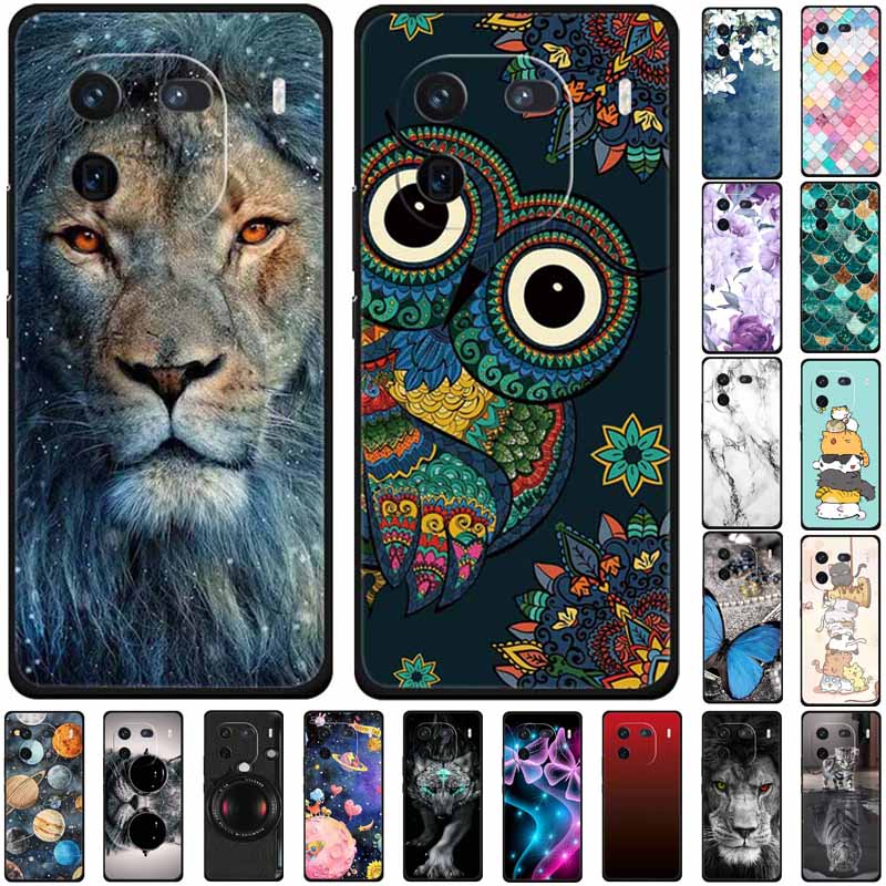 Für Vivo Iqoo 12 Hülle Weiches Silikon Katze Eule Mode Rückseitenabdeckungen für Vivo iQOO 12 Pro Hüllen Marmor Stoßfeste Handyhüllen Iqoo12