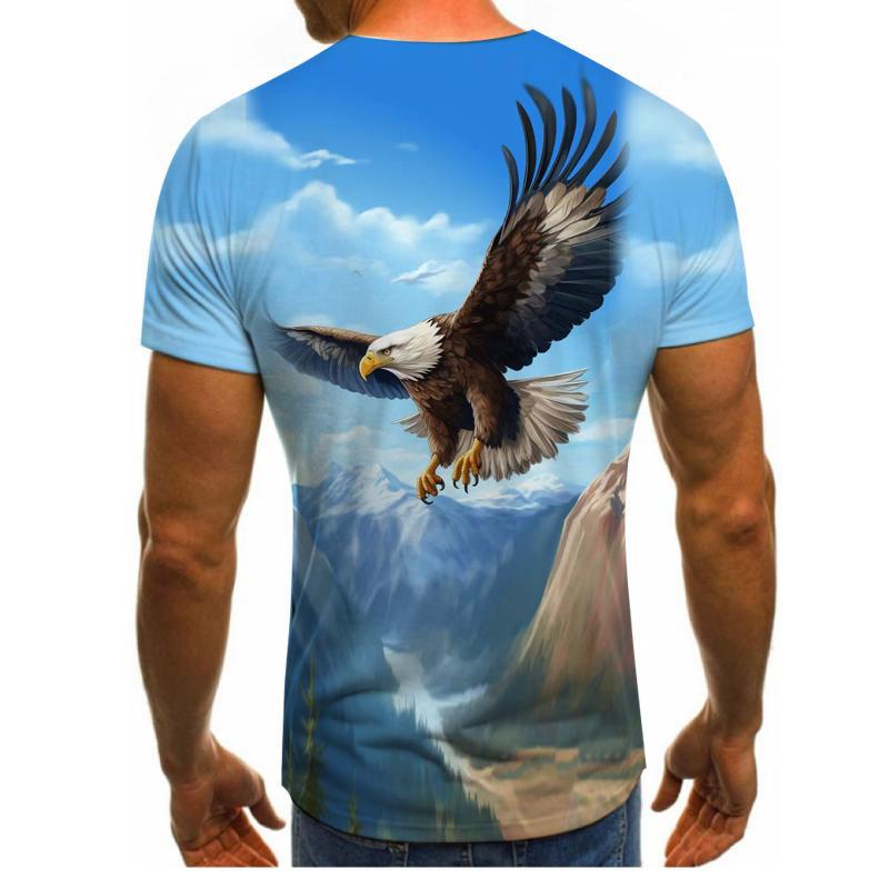 Men's Personalized T-shirt Summer New Eagle Round Neck T-shirt Men's 3D Printed T-shirt