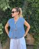 New Solid Color Large Pocket Sleeveless Knitted Short Cardigan Vest with Three Buttons, Vest for Women 3611 KTB