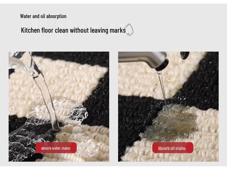 L-Shaped Waterproof & Oil-Proof Polypropylene Kitchen Mat - Non-Slip Hui Pattern