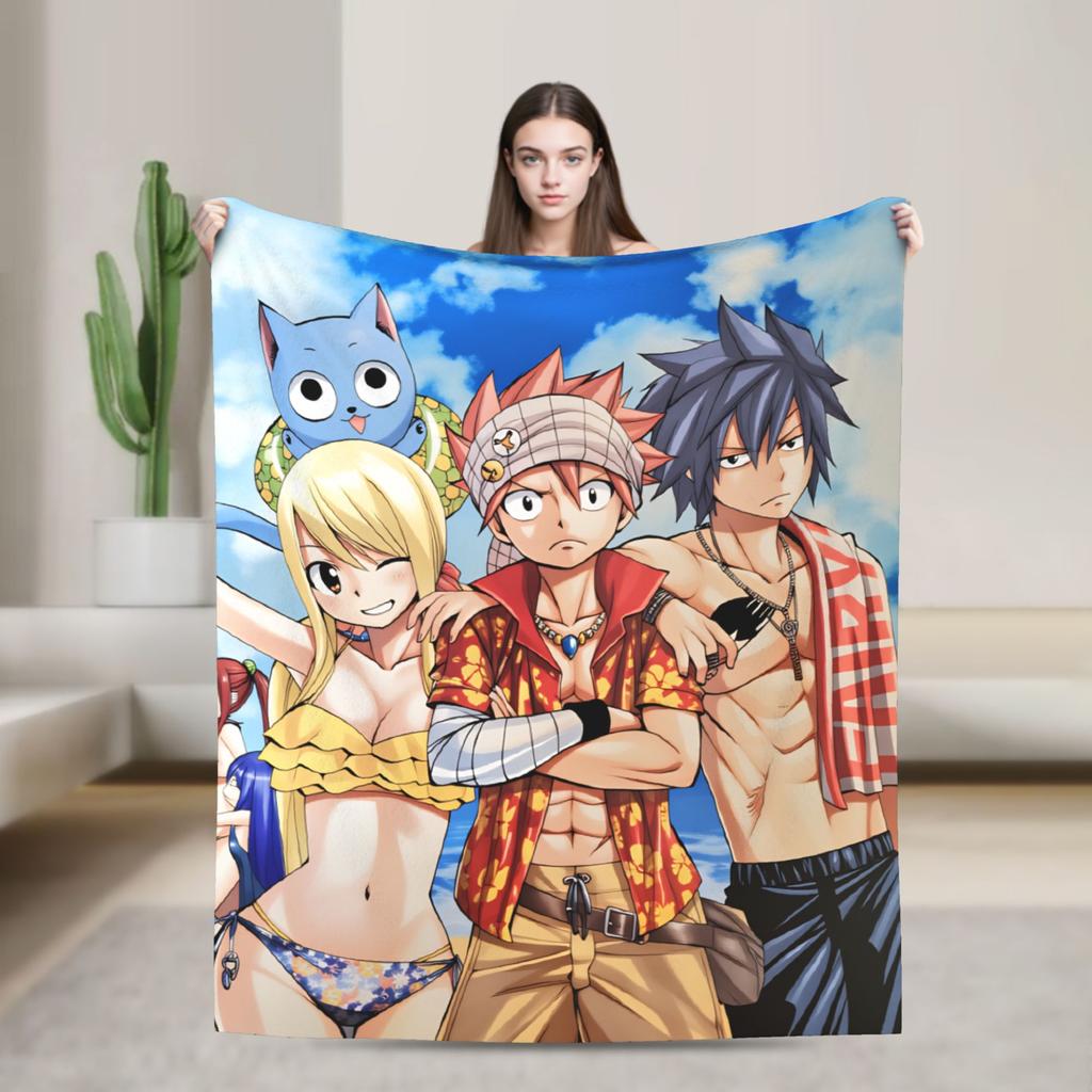 Fairy Tail Warm Soft Blanket Japanese Anime Travel Plush Throw Blanket Aesthetic Couch Chair Flannel Bedspread Sofa Bed Cover